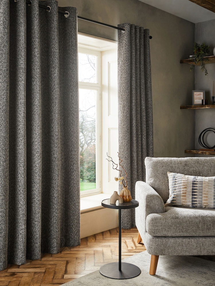 Grey Next Multi Chenille Eyelet Lined Curtains - Image 2 of 6