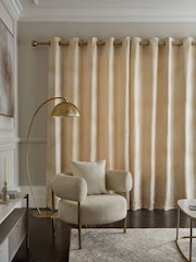 Champagne Gold Valencia Wave Jacquard Eyelet Lined Curtains - Image 3 of 6