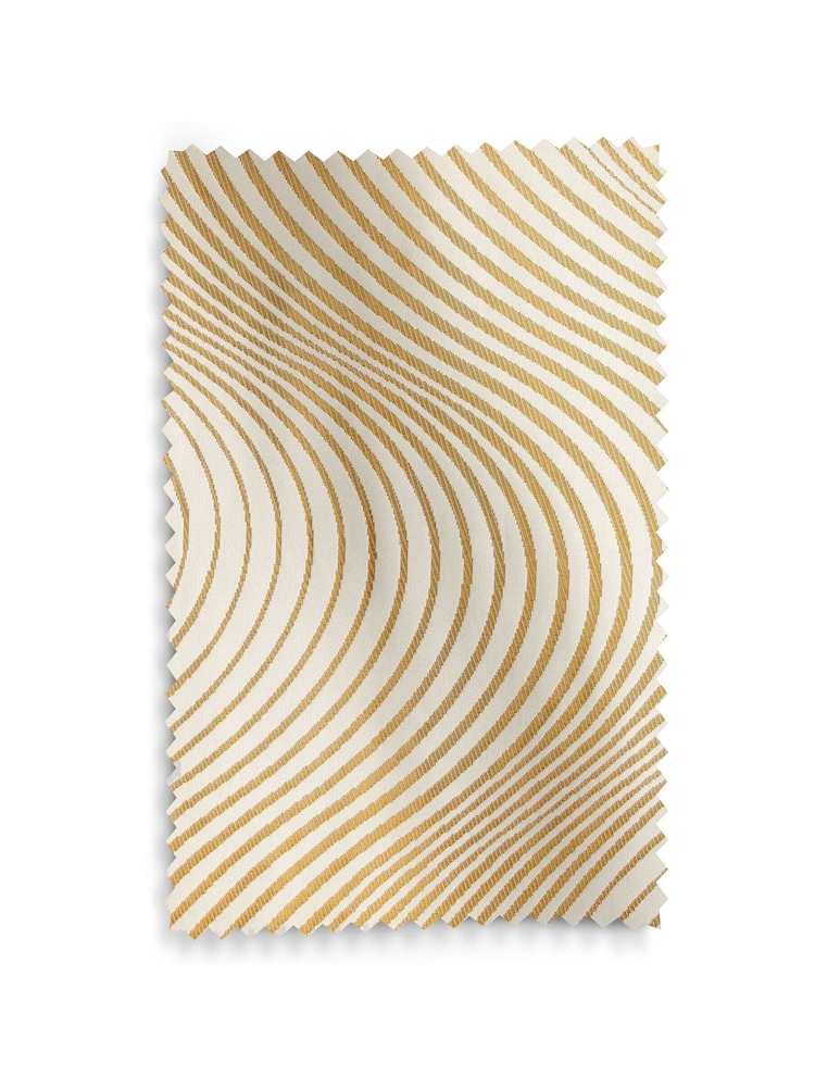 Champagne Gold Valencia Wave Jacquard Eyelet Lined Curtains - Image 6 of 6
