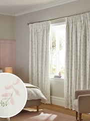 White Next Ditsy Watercolour Floral Pencil Pleat Blackout/Thermal Curtains - Image 1 of 8