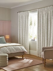 White Next Ditsy Watercolour Floral Pencil Pleat Blackout/Thermal Curtains - Image 3 of 8
