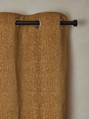 Mustard Yellow Heavyweight Chenille Eyelet Lined Curtains - Image 5 of 9