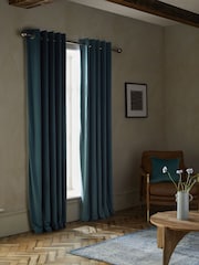 Blue Pale Matte Velvet Blackout/Thermal Eyelet Curtains - Image 2 of 8