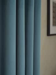 Blue Pale Matte Velvet Blackout/Thermal Eyelet Curtains - Image 6 of 8