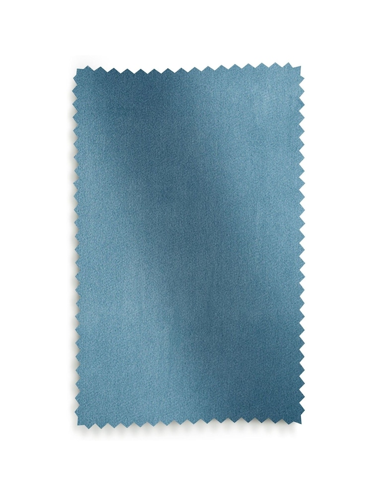 Blue Pale Matte Velvet Blackout/Thermal Eyelet Curtains - Image 8 of 8