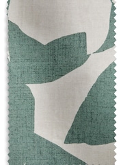 Teal Green Overscale Leaf Eyelet Lined Curtains - Image 5 of 5