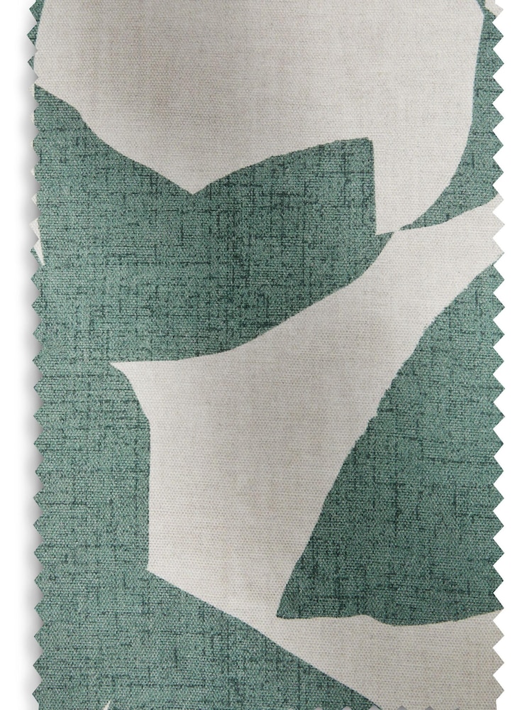 Teal Green Overscale Leaf Eyelet Lined Curtains - Image 5 of 5