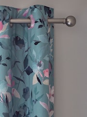 Blue Floral Eyelet Blackout/Thermal Curtains - Image 1 of 7