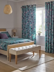 Blue Floral Eyelet Blackout/Thermal Curtains - Image 4 of 7