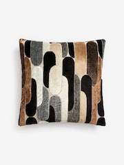 Monochrome 43 x 43cm Retro Cut Velvet Cushion - Image 2 of 5