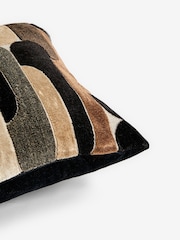 Monochrome 43 x 43cm Retro Cut Velvet Cushion - Image 3 of 5