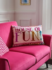 Multi Bright House Of Fun! Cut Velvet Rectangular Cushion - Image 1 of 5
