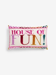 Multi Bright House Of Fun! Cut Velvet Rectangular Cushion - Image 3 of 5