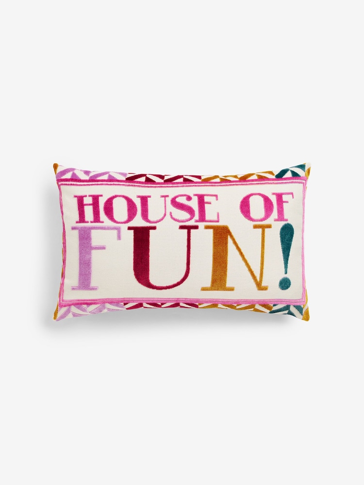 House Of Fun! Cut Velvet Rectangular Cushion - Image 3 of 5
