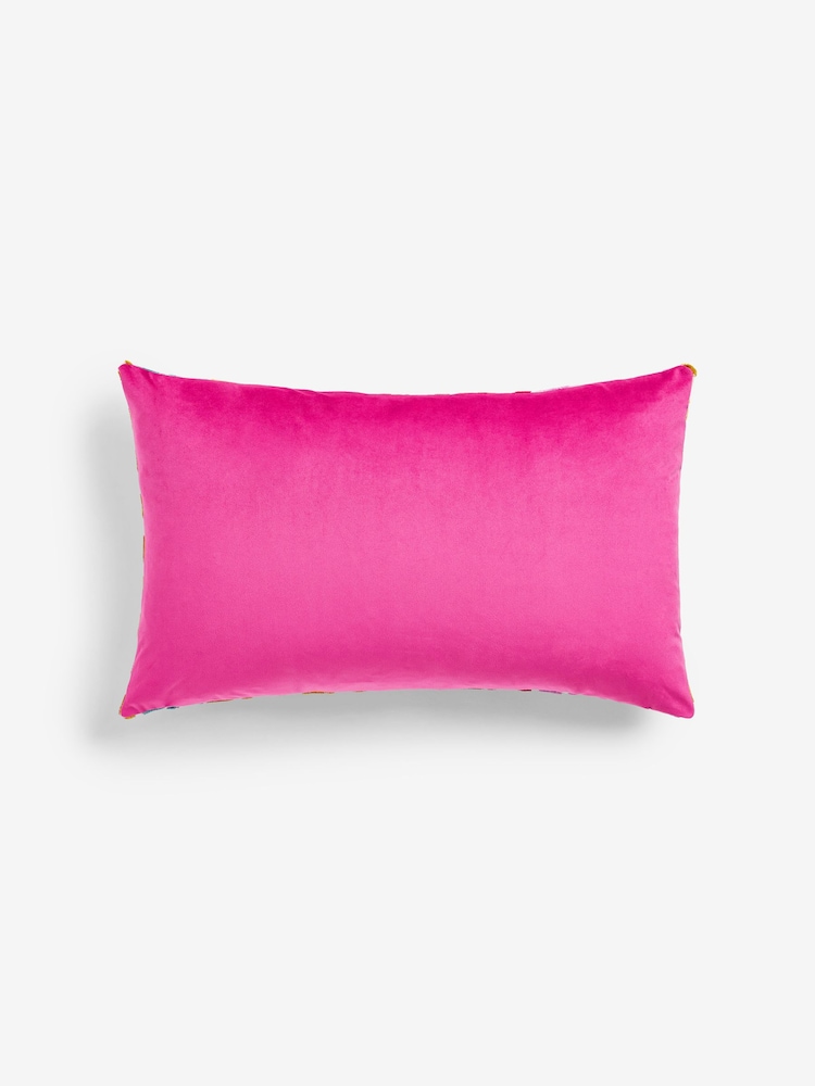 Multi Bright House Of Fun! Cut Velvet Rectangular Cushion - Image 5 of 5