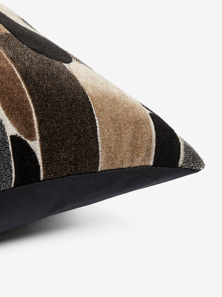 Monochrome 59 x 59cm Retro Cut Velvet Cushion - Image 5 of 5