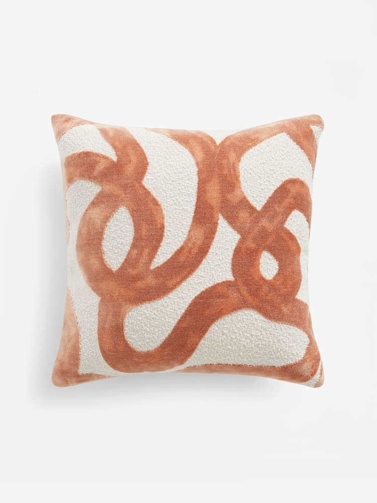 Orange 43 x 43cm Ula Velvet Wiggle Cushion - Image 3 of 6