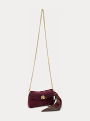 Lauren Ralph Lauren Red Turnlock Suede Shoulder Bag with Scarf Trim - Image 3 of 6