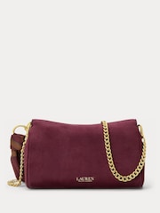 Lauren Ralph Lauren Red Turnlock Suede Shoulder Bag with Scarf Trim - Image 4 of 6