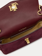 Lauren Ralph Lauren Red Turnlock Suede Shoulder Bag with Scarf Trim - Image 5 of 6