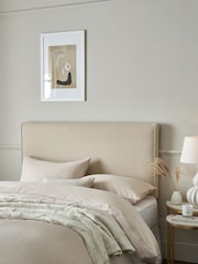 Contemporary Tweed Natural Linen Contemporary Upholstered Headboard - Image 1 of 8