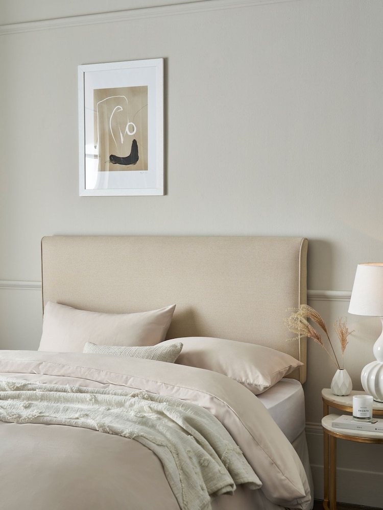 Contemporary Tweed Natural Linen Contemporary Upholstered Headboard - Image 1 of 8