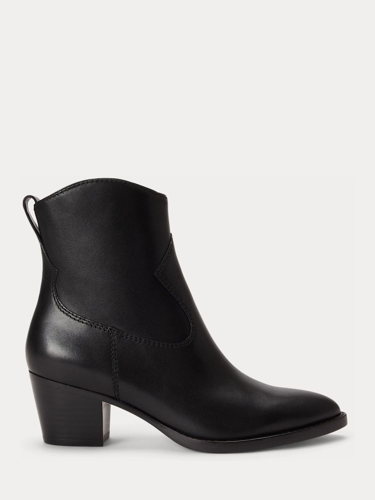 Lauren Ralph Lauren Black Harpher Suede Western Ankle Boots - Image 1 of 4
