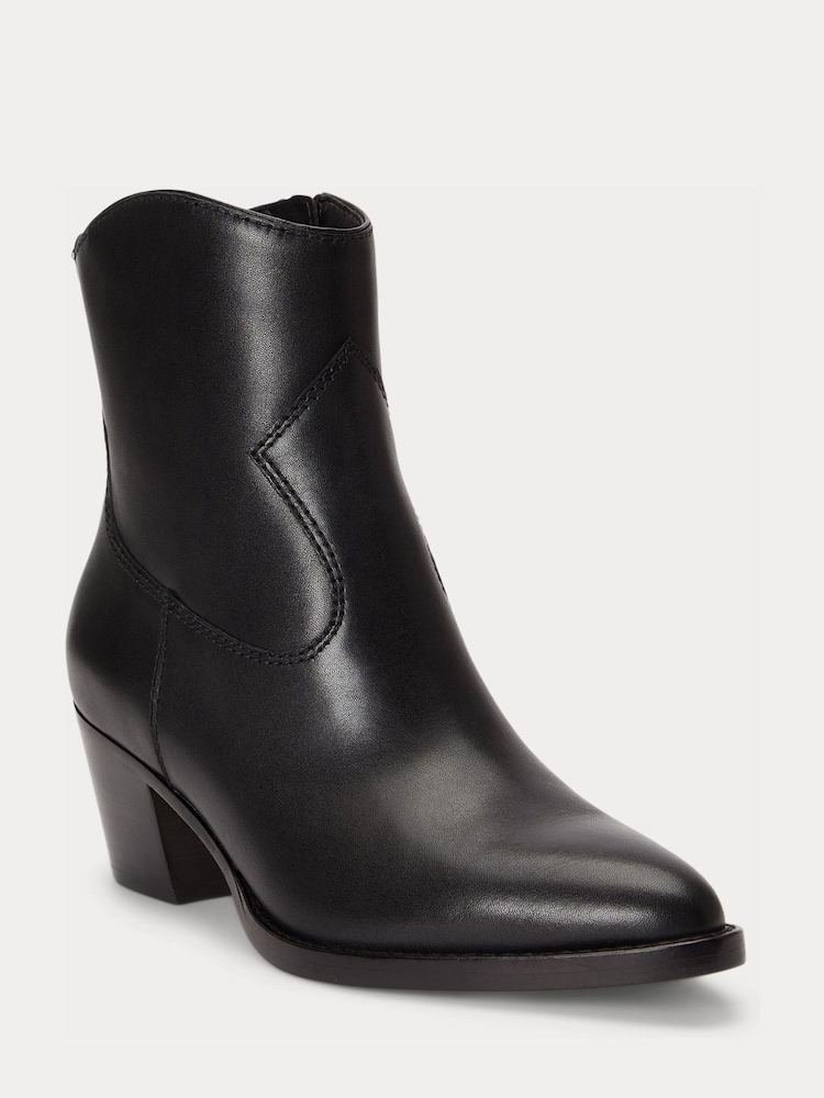 Lauren Ralph Lauren Black Harpher Suede Western Ankle Boots - Image 2 of 4