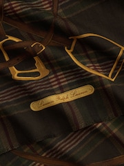 Lauren Ralph Lauren Brown Wool Check and Bridle Print Pashmina Scarf - Image 3 of 3