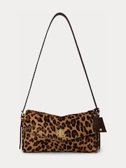Lauren Ralph Lauren Brown Farrah Soft Leopard Haircalf Shoulder Bag - Image 1 of 5