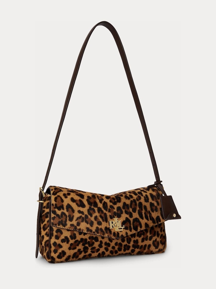 Lauren Ralph Lauren Brown Farrah Soft Leopard Haircalf Shoulder Bag - Image 2 of 5