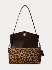 Lauren Ralph Lauren Brown Farrah Soft Leopard Haircalf Shoulder Bag - Image 4 of 5