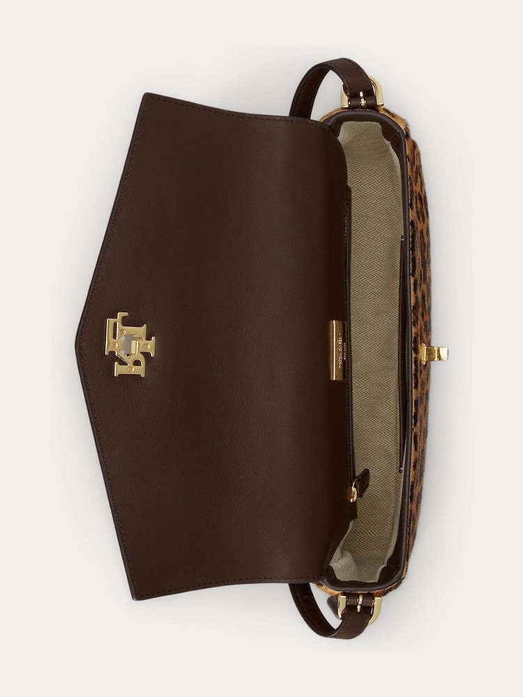 Lauren Ralph Lauren Brown Farrah Soft Leopard Haircalf Shoulder Bag - Image 5 of 5
