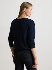 Lauren Ralph Lauren Blue Viszla Intarsia Crew Neck Sweater - Image 2 of 6