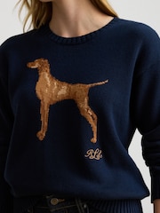 Lauren Ralph Lauren Blue Viszla Intarsia Crew Neck Sweater - Image 4 of 6