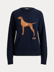 Lauren Ralph Lauren Blue Viszla Intarsia Crew Neck Sweater - Image 6 of 6