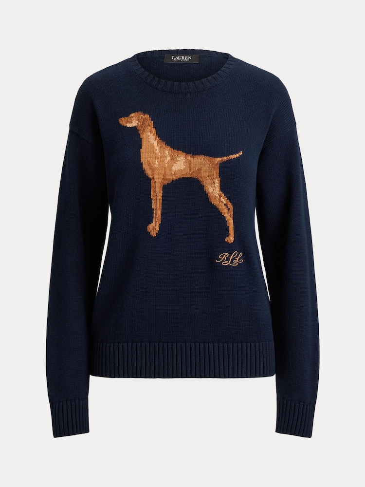 Lauren Ralph Lauren Blue Viszla Intarsia Crew Neck Sweater - Image 6 of 6 Lauren Ralph Lauren Blue Viszla Intarsia Crew Neck Sweater - Image 6 of 6