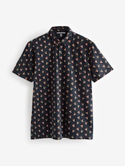 Navy Blue Reindeer Christmas Print Polo Shirt - Image 5 of 7