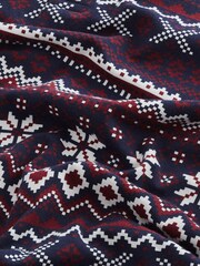 Navy Blue Fairisle Pattern Christmas Print Polo Shirt - Image 7 of 7