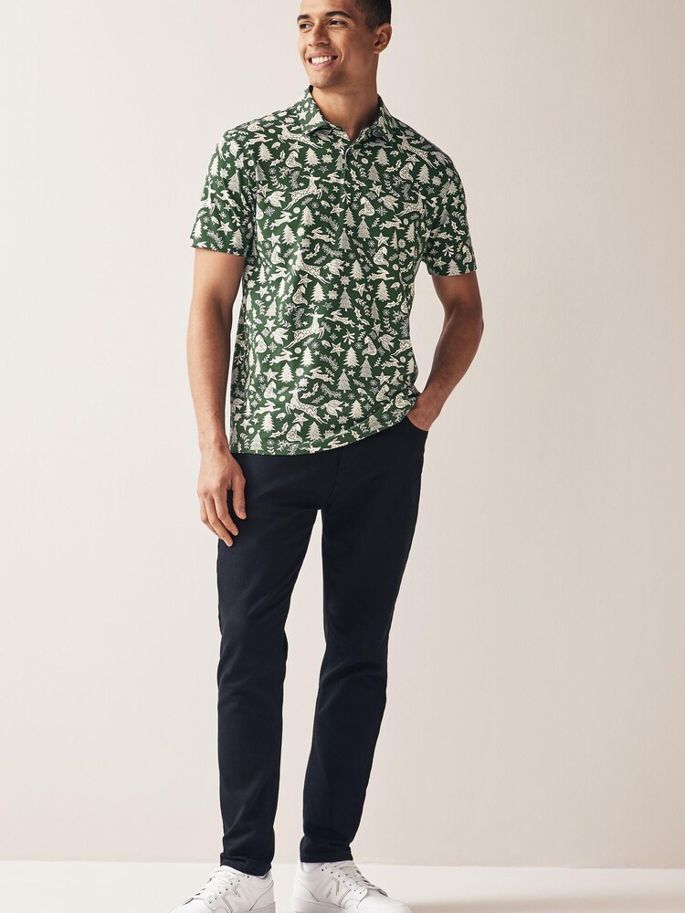 Green Tree Christmas Print Polo Shirt - Image 2 of 8