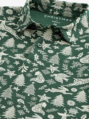 Green Tree Christmas Print Polo Shirt - Image 8 of 8