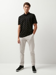 Black/Gold Tree Christmas Print Polo Shirt - Image 2 of 7