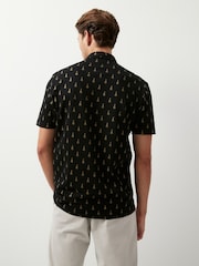 Black/Gold Tree Christmas Print Polo Shirt - Image 3 of 7