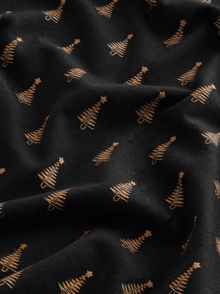 Black/Gold Tree Christmas Print Polo Shirt - Image 7 of 7