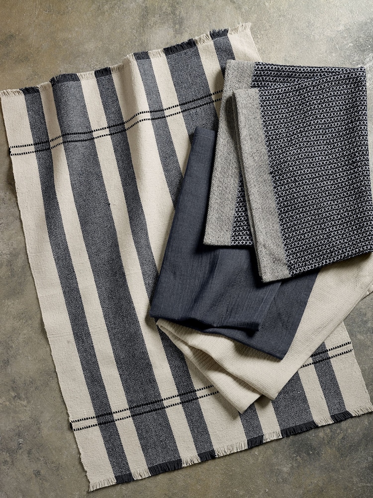 Set of 4 Black 100% Cotton Bronx Tea Towels - Image 2 of 7