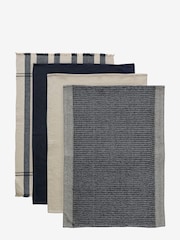 Set of 4 Black 100% Cotton Bronx Tea Towels - Image 3 of 7