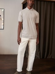 Grey Regular Fit Textured Polo Shirt - Image 2 of 7