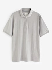 Grey Regular Fit Textured Polo Shirt - Image 5 of 7