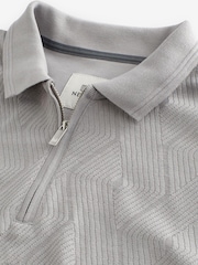 Grey Regular Fit Textured Polo Shirt - Image 6 of 7