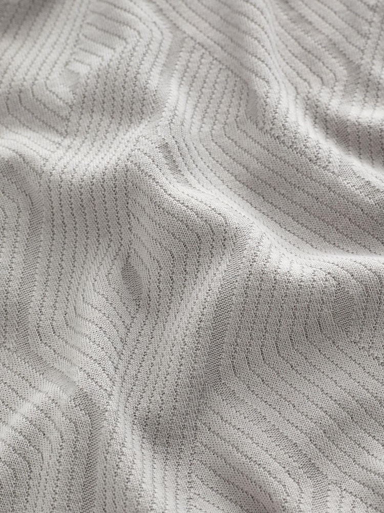 Grey Regular Fit Textured Polo Shirt - Image 7 of 7